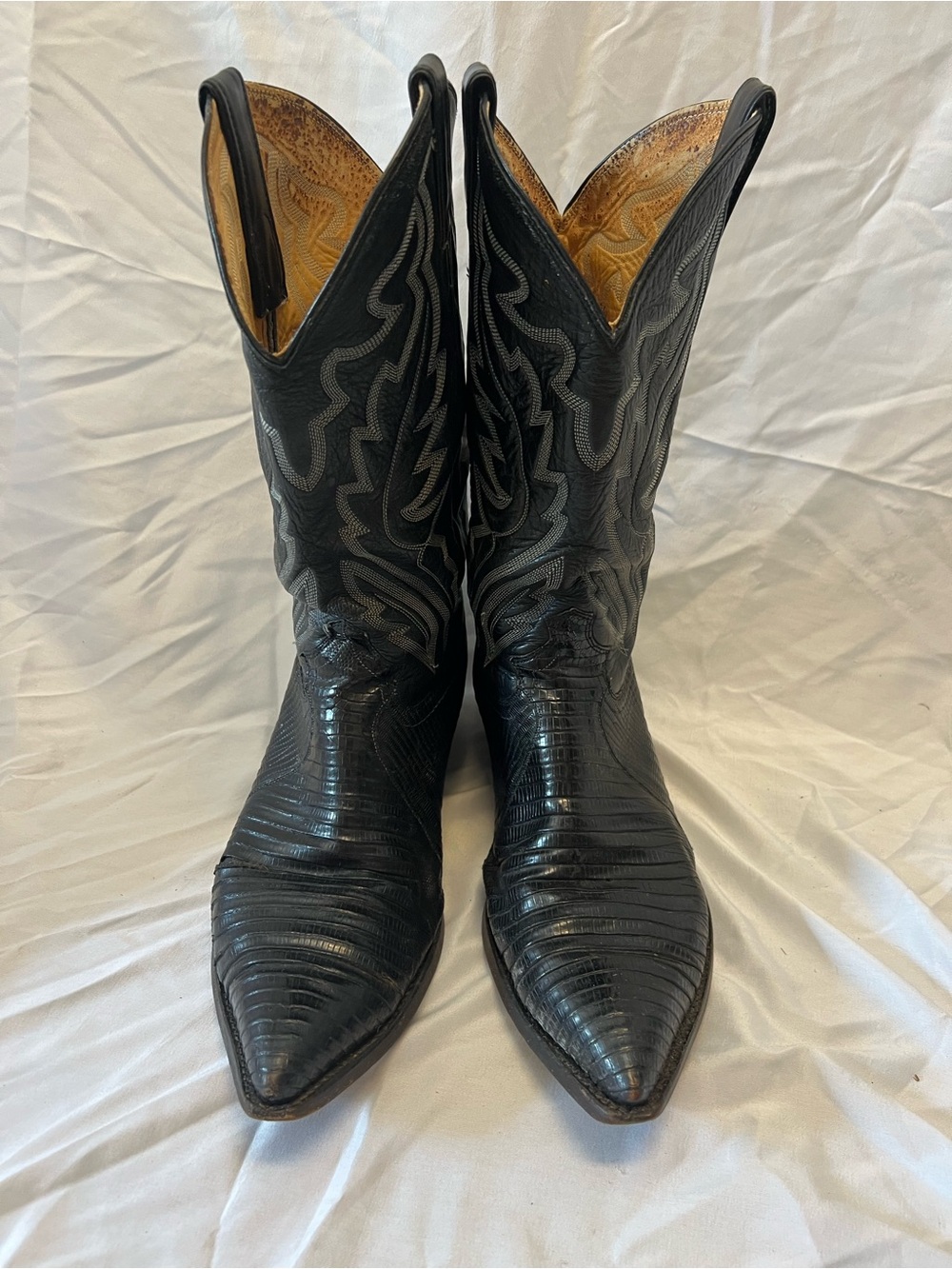 Justin Boots Black Men’s Cowboy Reptile Lizard Boots Size 10.5